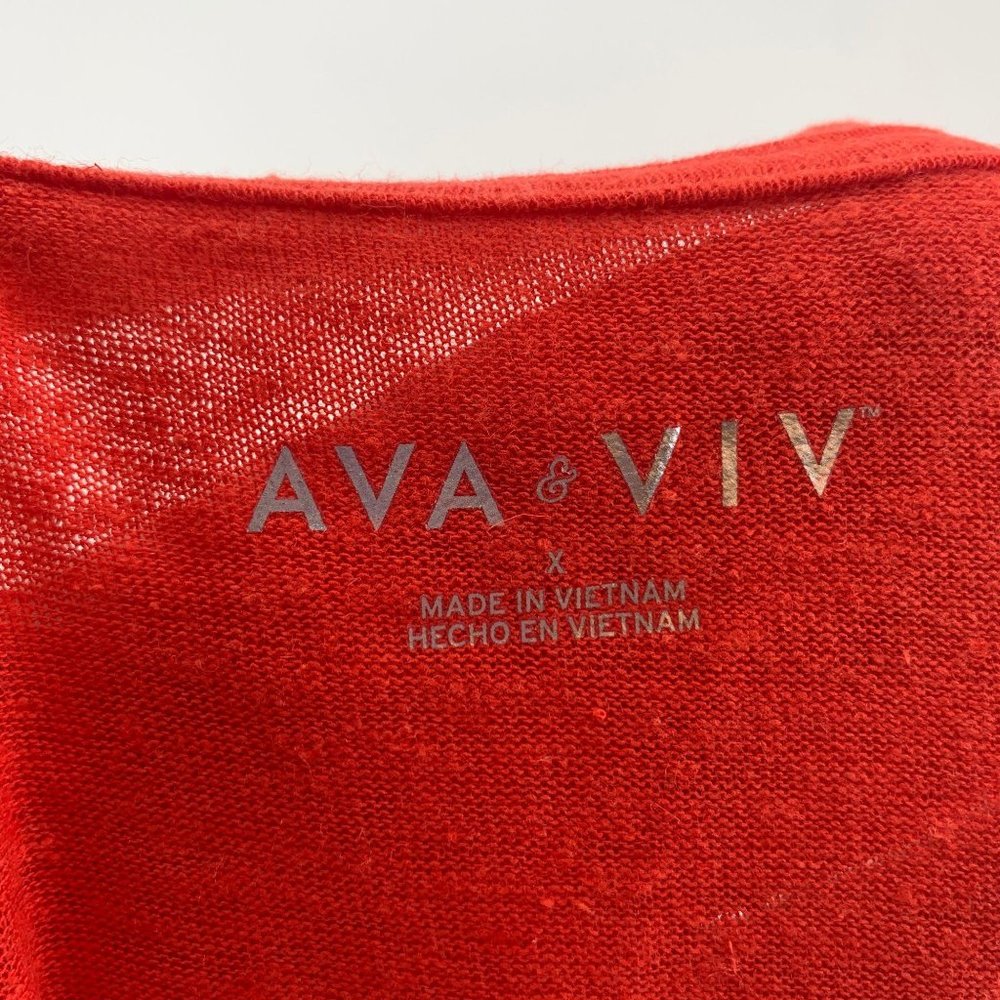 NWT Ava & Viv Red Short Sleeve Round Neck Linen T-Shirt Plus Size X - Picture 4 of 5